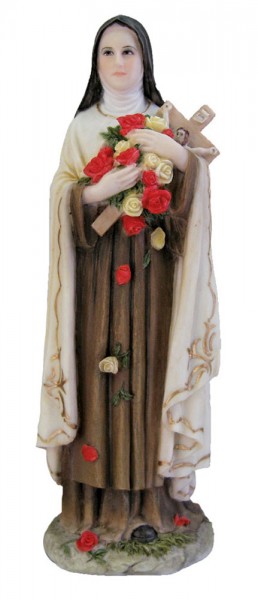 St. Therese Statue, Hand Painted - 8 inch - Full Color