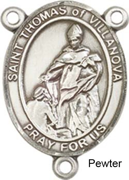 St. Thomas of Villanova Rosary Centerpiece Sterling Silver or Pewter - Pewter