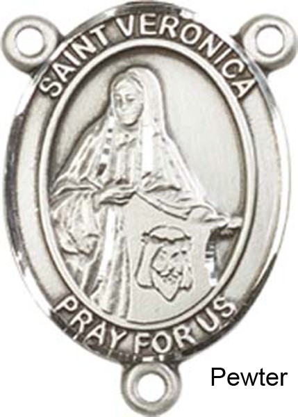 St. Veronica Rosary Centerpiece Sterling Silver or Pewter - Pewter