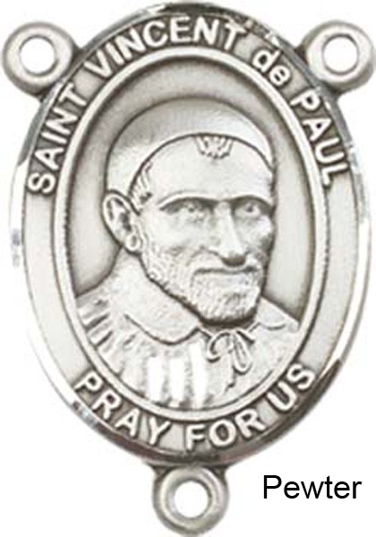 St. Vincent De Paul Rosary Centerpiece Sterling Silver or Pewter - Pewter