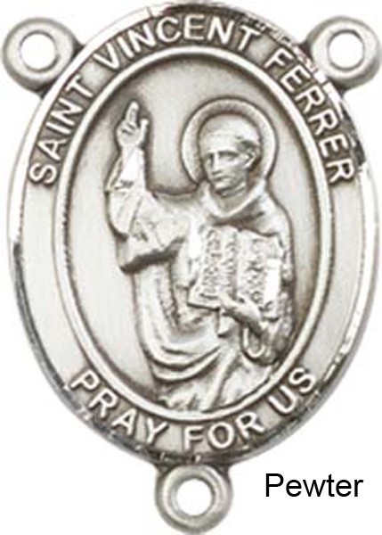 St. Vincent Ferrer Rosary Centerpiece Sterling Silver or Pewter - Pewter