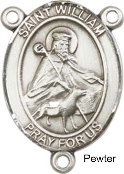 St. William of Rochester Rosary Centerpiece Sterling Silver or Pewter - Pewter