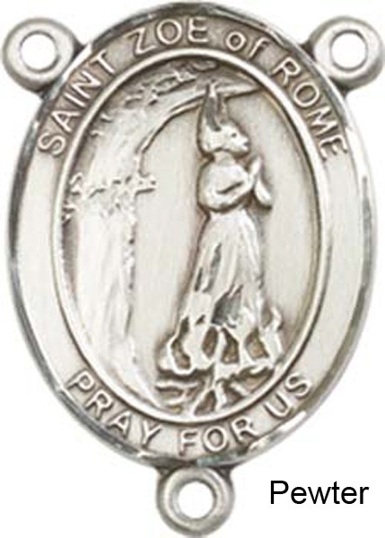 St. Zoe of Rome Rosary Centerpiece Sterling Silver or Pewter - Pewter