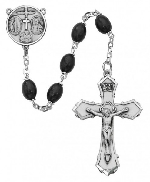 Sterling Silver Boys Confirmation Rosary in Black - Black