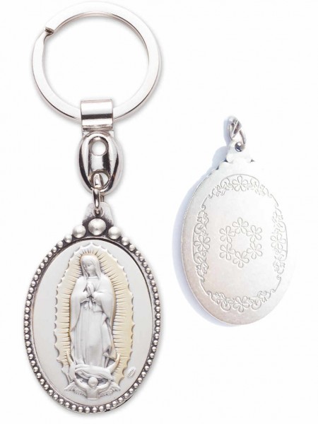 Sterling Silver Our Lady of Guadalupe Keyring - Sterling Silver