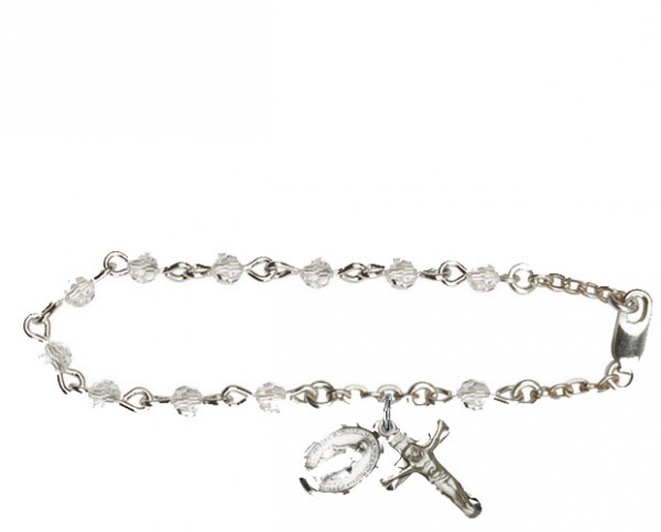 Sterling Silver Rosary Bracelet Crystal Beads - Crystal | Sterling Silver