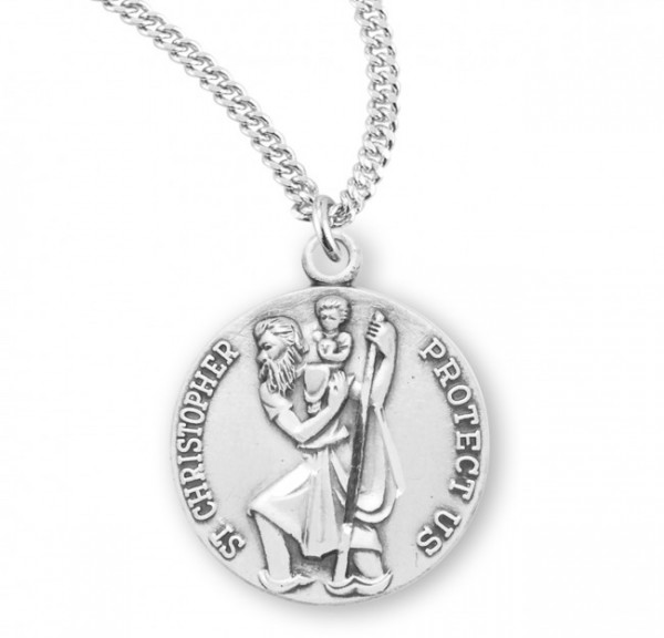 Teen or Women's Round Raised St. Christopher Sterling Silver Medal - Sterling Silver