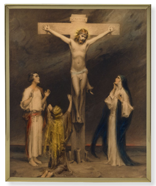 The Crucifixion of Christ by Chambers Gold Frame 8x10 Plaque - Full Color