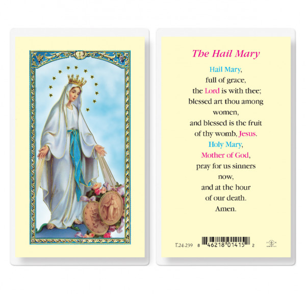 The Hail Mary - Our Lady of Grace Laminated Prayer Card - 25 Cards Per Pack .80 per card