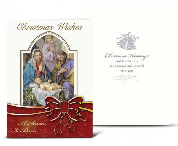 The Holy Family with Red Bow Christmas Card Set - Full Color