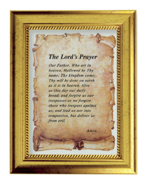 The Lord's Prayer 5x7 Print in Gold-Leaf Frame - Full Color