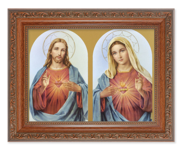 The Sacred Hearts with Halos 6x8 Print Under Glass - #161 Frame