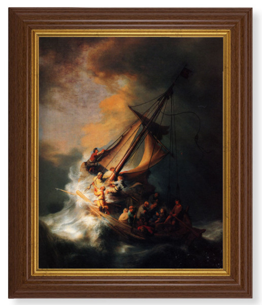 The Storm on the Sea of Galilee by Rembrandt 8x10 Textured Artboard Dark Walnut Frame - #112 Frame