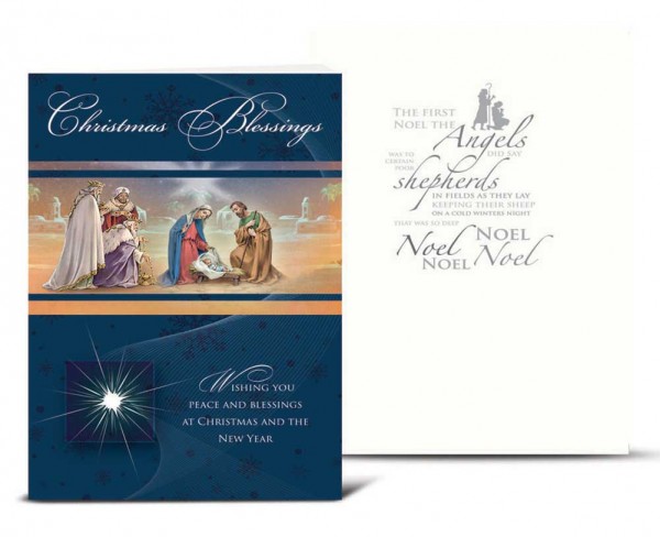 Three Kings with Holy Family Christmas Card Set - Full Color