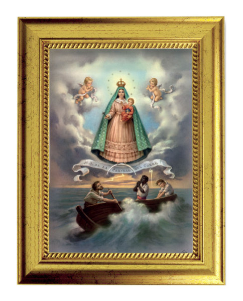 Virgen de la Caridad del Cobre 5x7 Print in Gold-Leaf Frame - Full Color