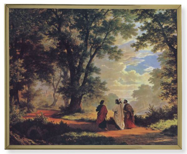Way to Emmaus Gold Frame 11x14 Plaque - Full Color