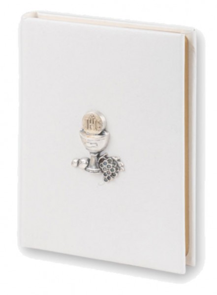 White Cover First Communion Missal with Raised Chalice - White