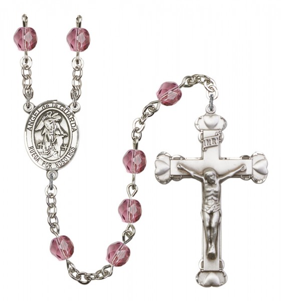 Women's Angel de la Guardia Birthstone Rosary - Amethyst