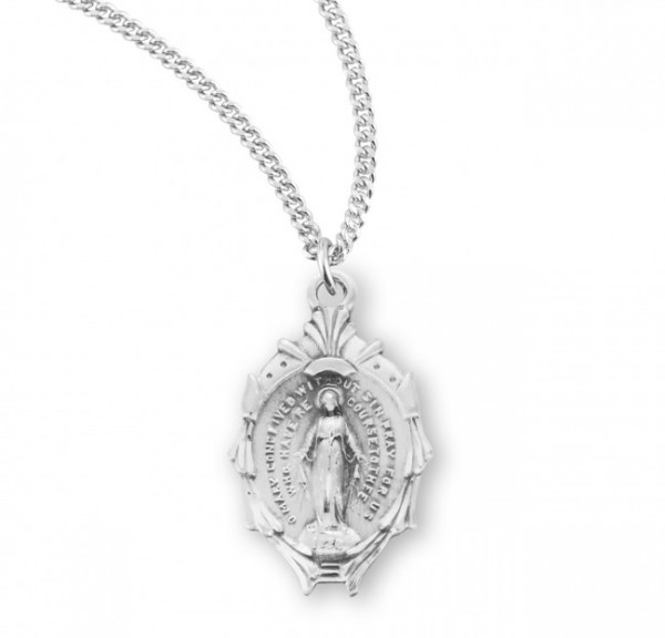 Women's Cascading Border Miraculous Medal - Sterling Silver
