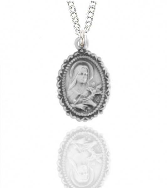 Women's Dainty Sterling Silver Saint Th&eacute;r&egrave;se Pendant - Sterling Silver