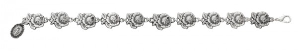 Women's Double-sided Rose with Mary Charm Bracelet - Silver