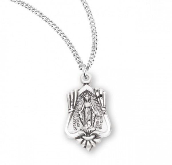 Women's Petite Fleur di Lis Miraculous Medal - Sterling Silver