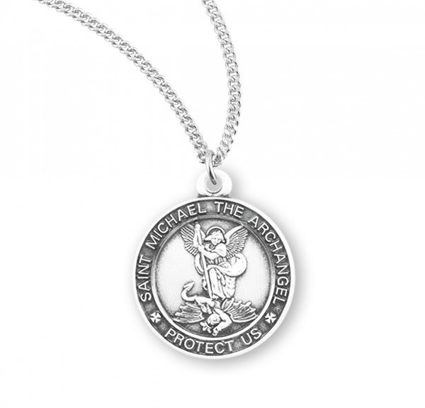 Women's Saint Michael Round Sterling Silver Medal - Sterling Silver