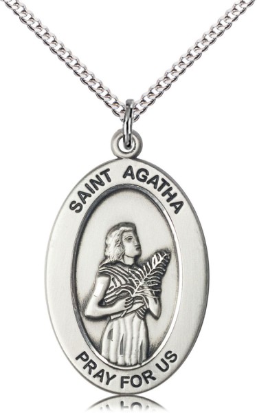 Women's St. Agatha of Nurses Necklace - Sterling Silver