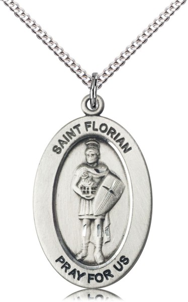 Women's St. Florian of Fire Fighters Necklace - Sterling Silver