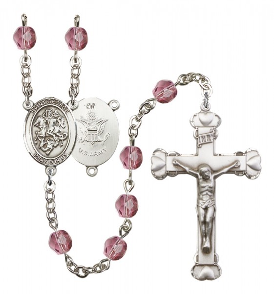 Women's St. George Army Birthstone Rosary - Amethyst
