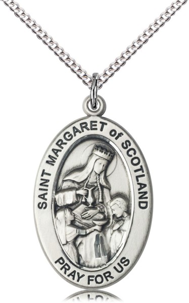 Women's St. Margaret of Scotland Oval Necklace - Sterling Silver