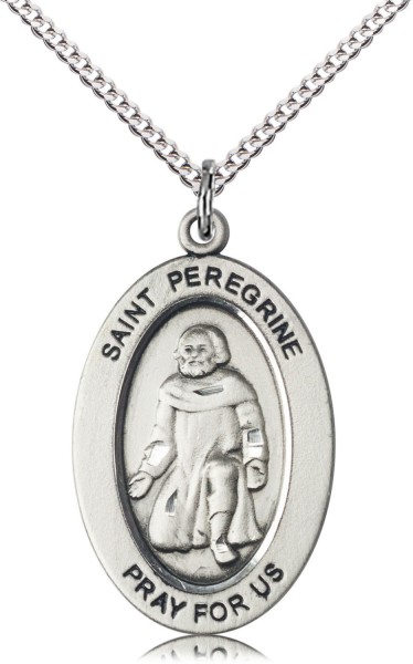 Women's St. Peregrine Against Cancer Necklace - Sterling Silver