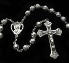 All Sterling Silver Swirl Frosted 7mm Rosary with Scapular Centerpiece