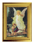 Baby's Room Guardian Angel 5x7 Print in Gold-Leaf Frame