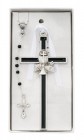 Black Enamel First Communion Wall Cross and Rosary