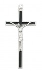 Black Enamel and Silver Tone Wall Cross 5 Inches