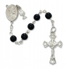 Boys Black Glass and Sacred Heart First Communion Rosary