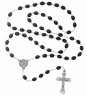 Boy's Black Wood Bead Confirmation Rosary