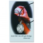 Boy's St. Christopher Baseball Medal Leather Chain Prayer Card