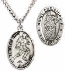 Men's Sterling Silver Saint Christopher Football Medal