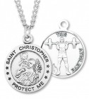 Men's Sterling Silver Round Saint Christopher Weightlifting Medal