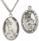 Men's Sterling Silver Saint Sebastian Baseball Medal
