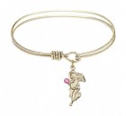 Cable Bangle Bracelet with a Guardian Angel Charm