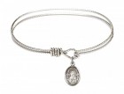 Cable Bangle Bracelet with Our Lady of Perpetual Help Charm
