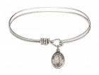 Cable Bangle Bracelet with Our Lady of Tears Charm