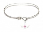 Cable Bangle Bracelet with a Petite Holy Spirit Charm and Birthstone