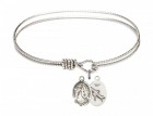 Cable Bangle Bracelet with a Saint Joseph of Cupertino Charm
