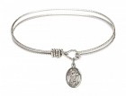 Cable Bangle Bracelet with a Saint Stephanie Charm
