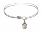 Cable Bangle Bracelet with a Saint Theresa of Lisieux Charm