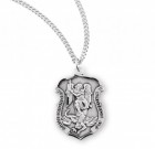 Charm Size Badge Shape Saint Michael Necklace